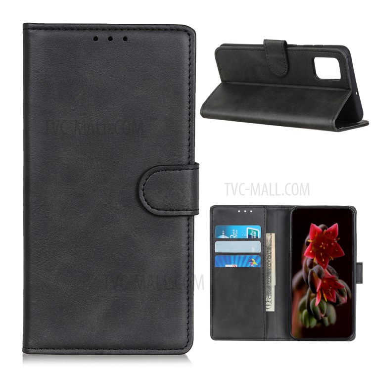 Matte Skin Leather Wallet Shell for Xiaomi Mi 10T 5G/10T Pro 5G Protector Cover - Black-1