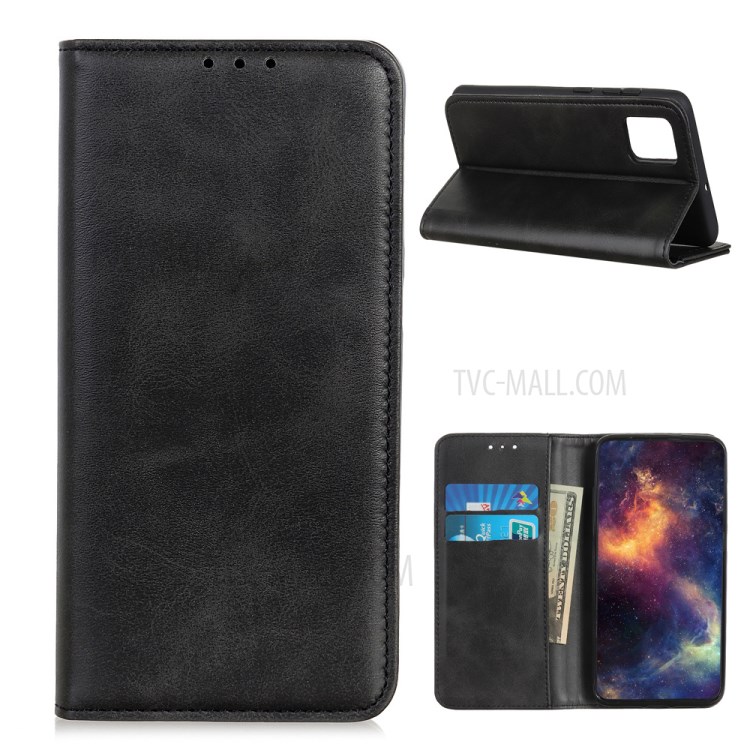 Wallet Stand Auto-absorbed Split Leather Mobile Phone Cover for Xiaomi Mi 10T 5G / Mi 10T Pro 5G - Black-1