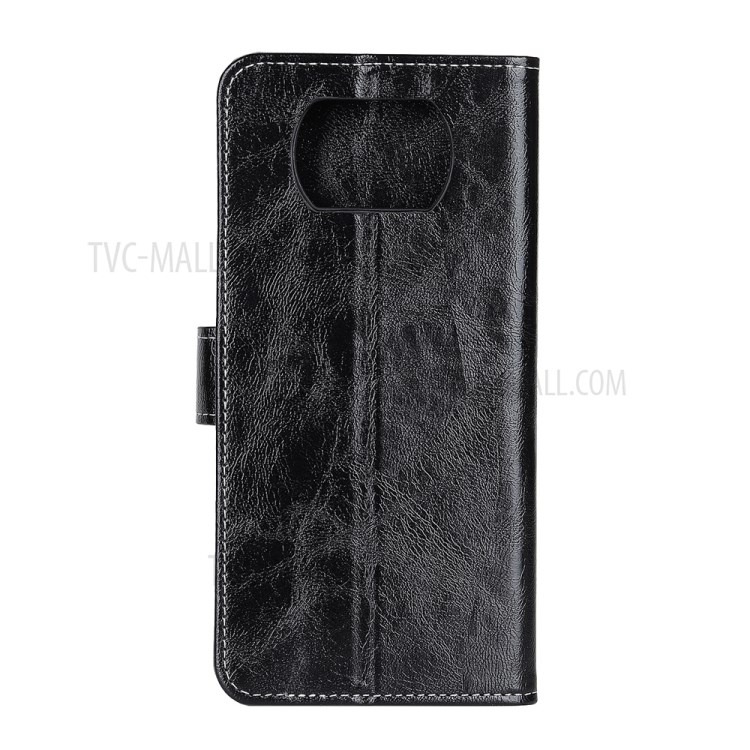 Vintage Style Crazy Horse Texture Leather Wallet Phone Protective Shell for Xiaomi Poco X3/Poco X3 NFC - Black-3