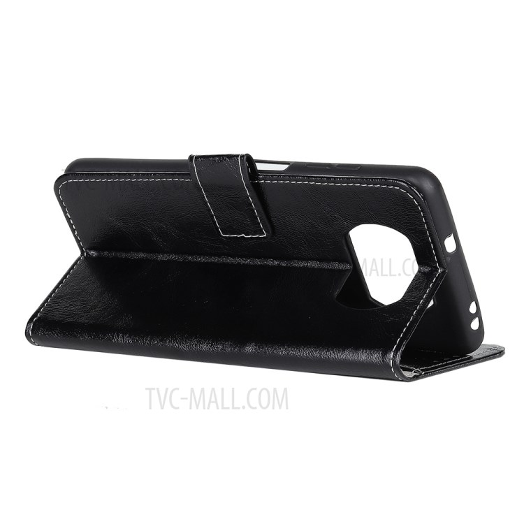 Vintage Style Crazy Horse Texture Leather Wallet Phone Protective Shell for Xiaomi Poco X3/Poco X3 NFC - Black-4