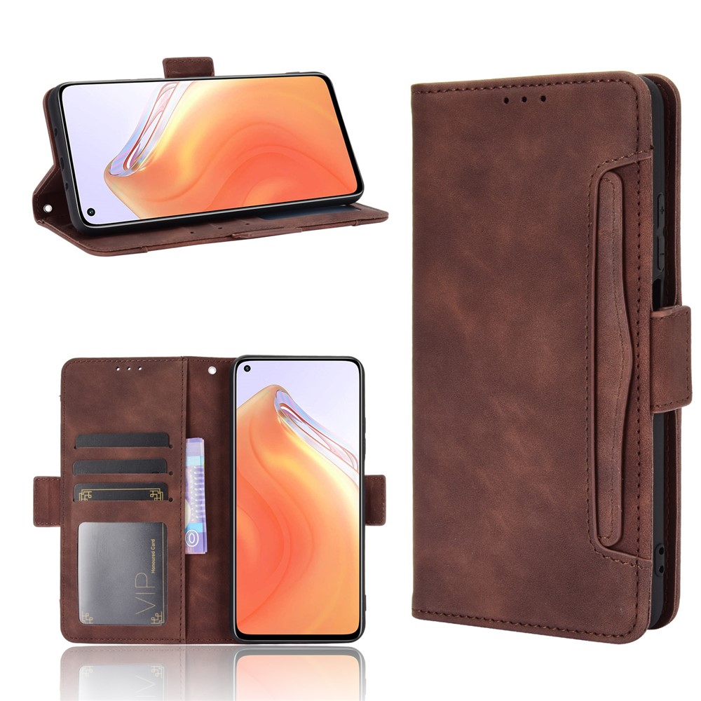 Cassa Del Telefono Più Slot Per Schede Di Portafogli In Pelle Per Xiaomi Mi 10T 5g / Mi 10T Pro 5g / Redmi K30S - Marrone-1