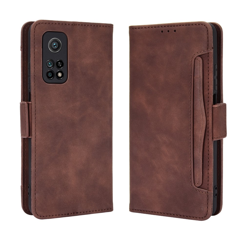 Cassa Del Telefono Più Slot Per Schede Di Portafogli In Pelle Per Xiaomi Mi 10T 5g / Mi 10T Pro 5g / Redmi K30S - Marrone-2