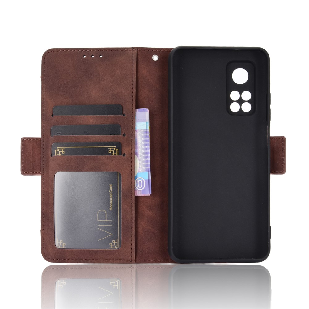 Cassa Del Telefono Più Slot Per Schede Di Portafogli In Pelle Per Xiaomi Mi 10T 5g / Mi 10T Pro 5g / Redmi K30S - Marrone-5