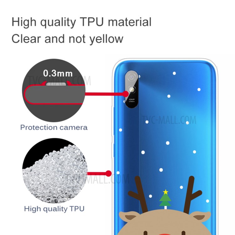 Christmas Style Pattern Printing TPU Phone Case for Xiaomi Redmi 9A - Brown Elk-4