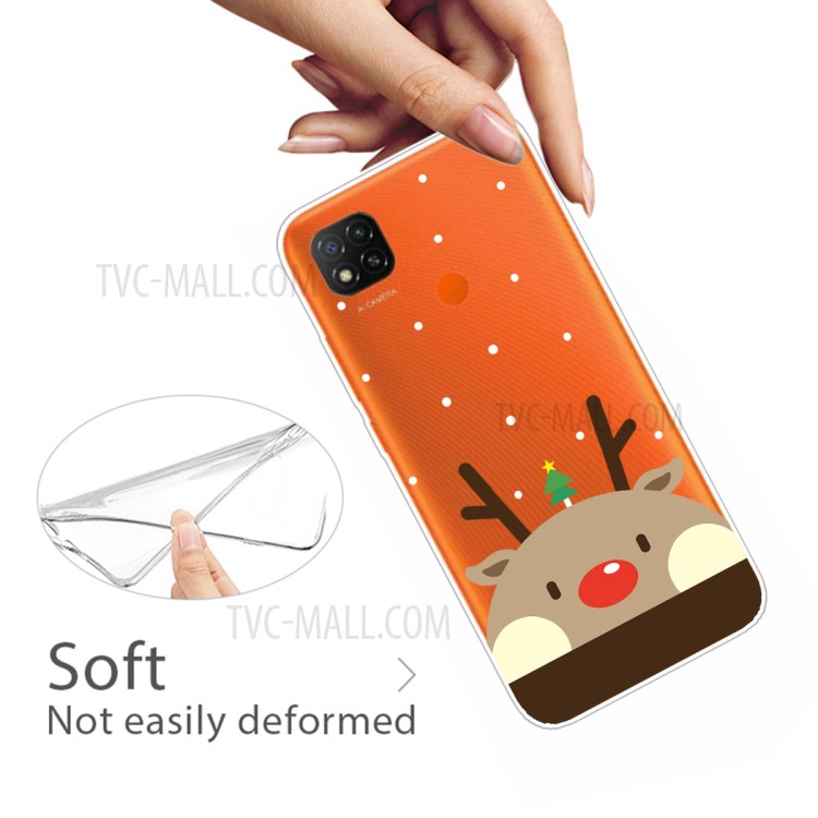 Christmas Style Pattern Printing TPU Phone Case for Xiaomi Redmi 9C - Brown Elk-3
