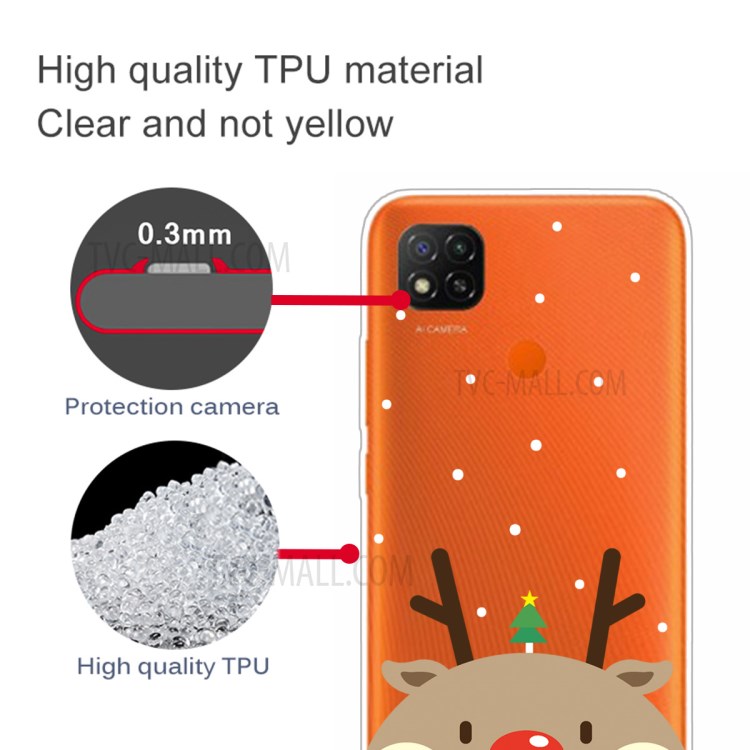 Christmas Style Pattern Printing TPU Phone Case for Xiaomi Redmi 9C - Brown Elk-4