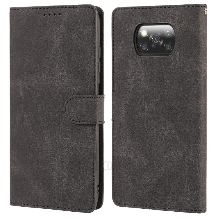 Classic Leather Wallet Phone Cover Case with Wrist Strap for Xiaomi Poco X3/X3 NFC - Black-2