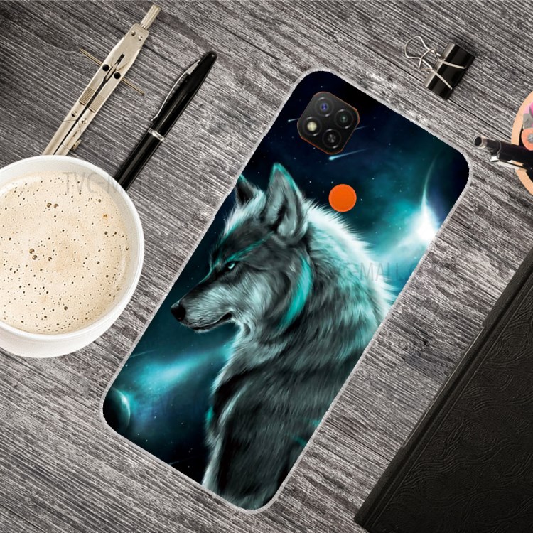 Pattern Printing IMD Soft TPU Phone Case for Xiaomi Redmi 9C - Wolf-2