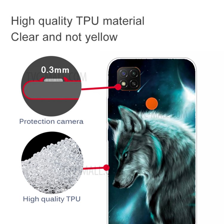 Pattern Printing IMD Soft TPU Phone Case for Xiaomi Redmi 9C - Wolf-3