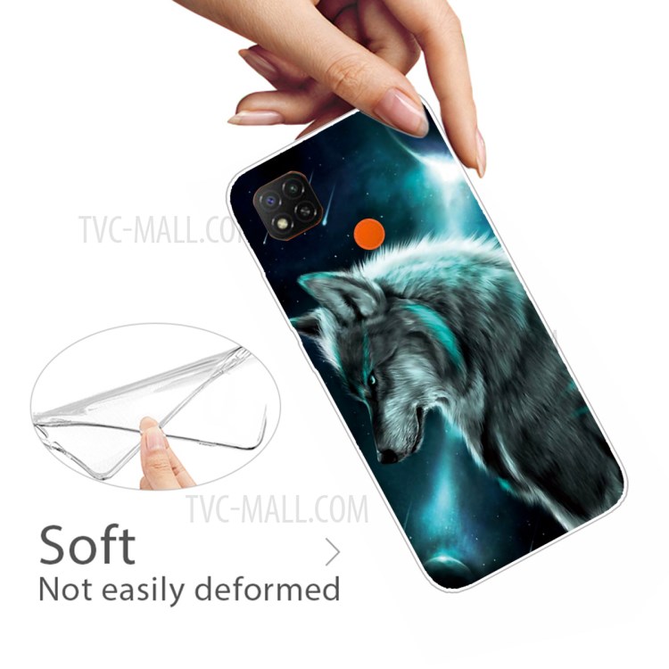 Pattern Printing IMD Soft TPU Phone Case for Xiaomi Redmi 9C - Wolf-4