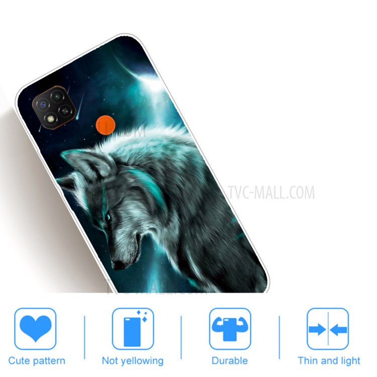 Pattern Printing IMD Soft TPU Phone Case for Xiaomi Redmi 9C - Wolf-5