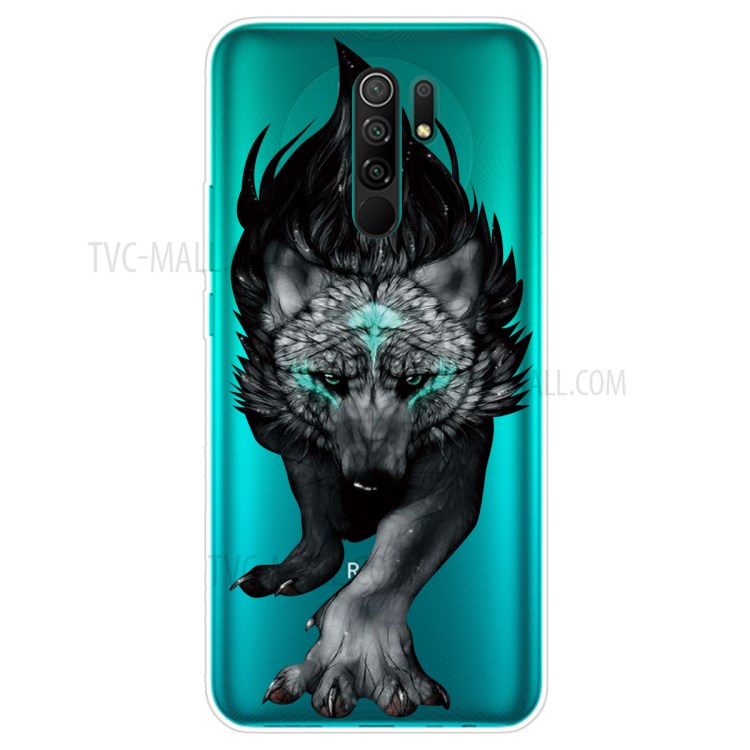 Pattern Printing TPU Shell for Xiaomi Redmi 9 Soft Phone Case - Black Wolf-1