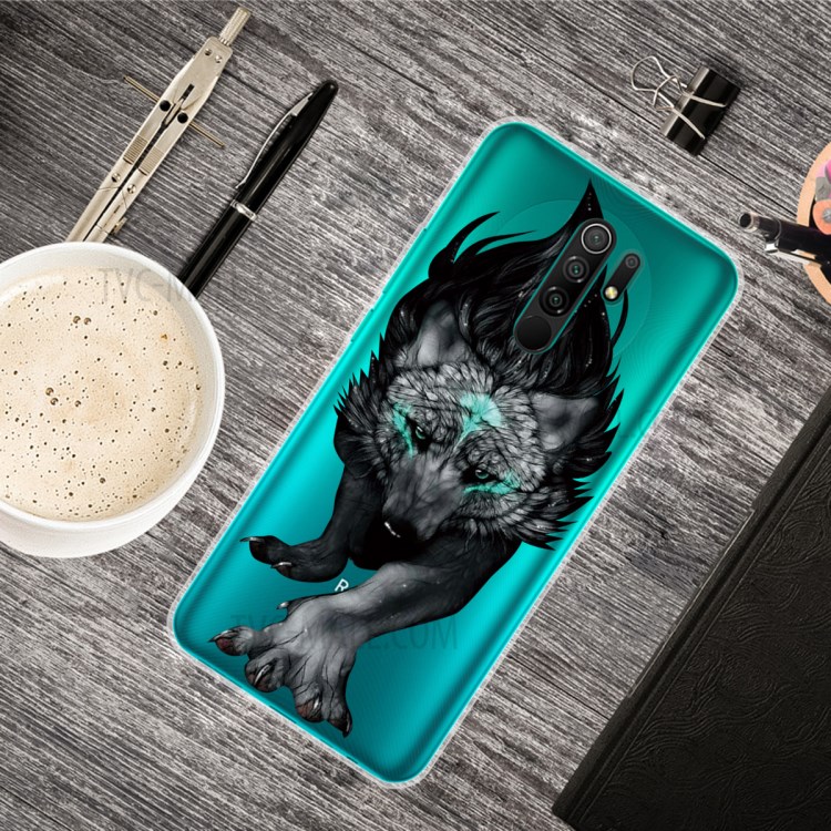 Pattern Printing TPU Shell for Xiaomi Redmi 9 Soft Phone Case - Black Wolf-2