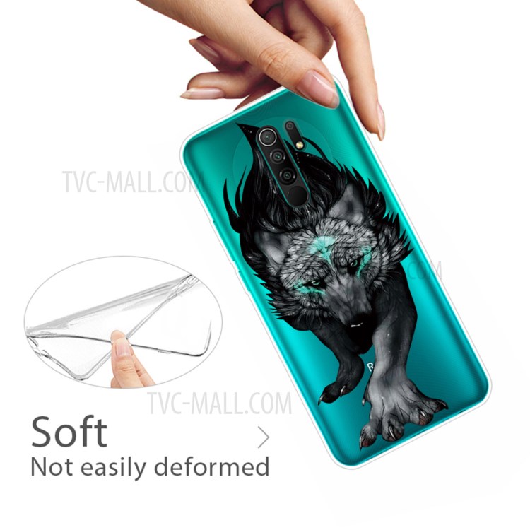 Pattern Printing TPU Shell for Xiaomi Redmi 9 Soft Phone Case - Black Wolf-4