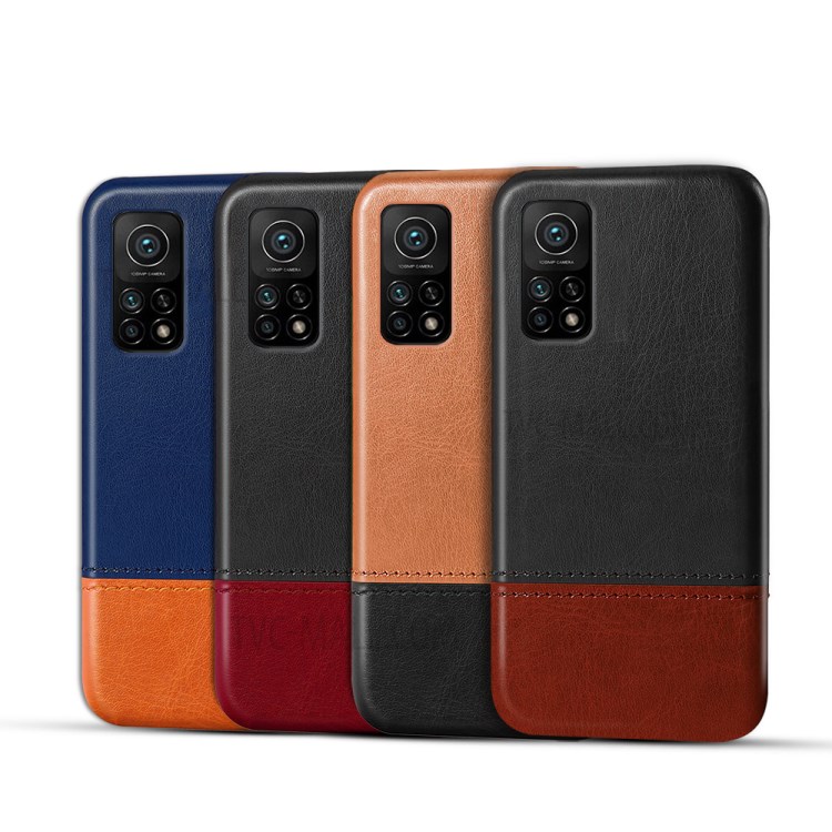 KSQ Bi-color Splicing PU Leather Coated PC Cover for Xiaomi Mi 10T Pro 5G - Black / Brown-6