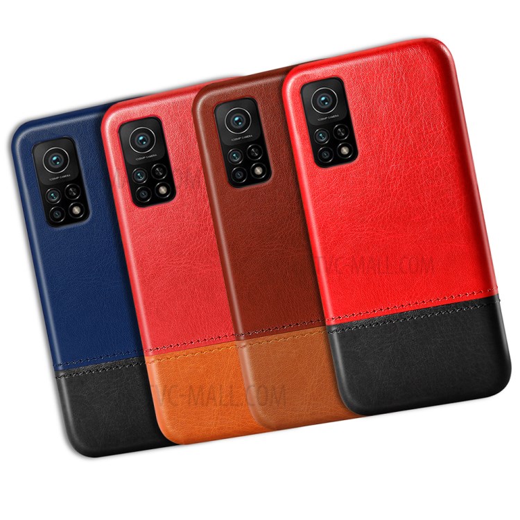 KSQ Bi-color Splicing PU Leather Coated PC Cover for Xiaomi Mi 10T Pro 5G - Black / Brown-7