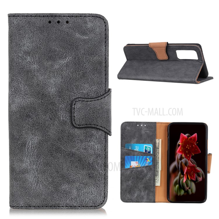 Vintage Style Split Leather Wallet Phone Case for Xiaomi Mi 10T 5G / Mi 10T Pro 5G - Grey-1