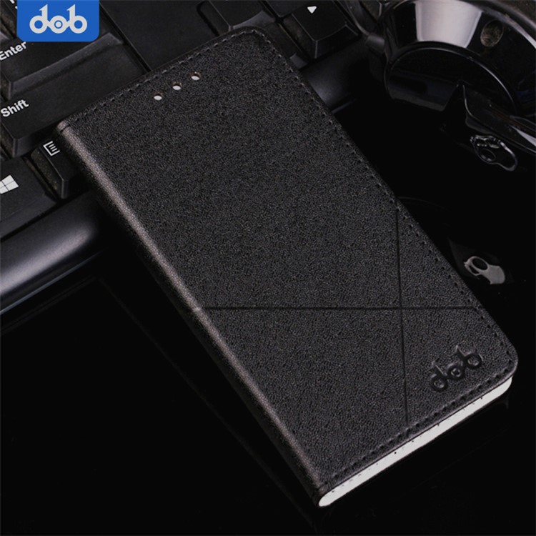 DOB Card Slots Stitched PU Leather Stand Cellphone Case for Xiaomi Mi 5c - Black-1