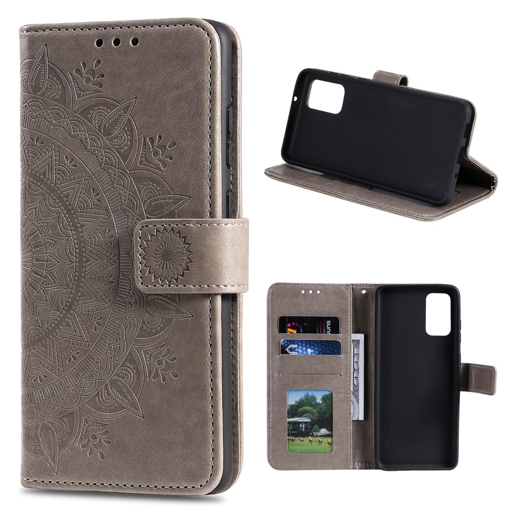 Imprint Flower Leather Shell Cover for Xiaomi Mi 10T 5G / Mi 10T Pro 5G - Grey-1