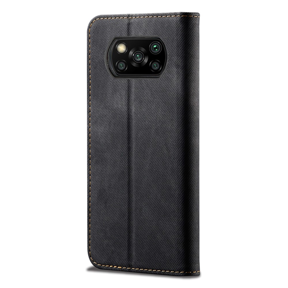 Leisure Style Jeans Cloth Texture Phone Cover Case for Xiaomi Poco X3/Poco X3 NFC - Black-3
