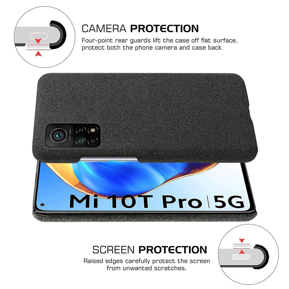 Cloth Texture Hard PC Phone Cover Case for Xiaomi Mi 10T 5G / 10T Pro 5G - Black-5