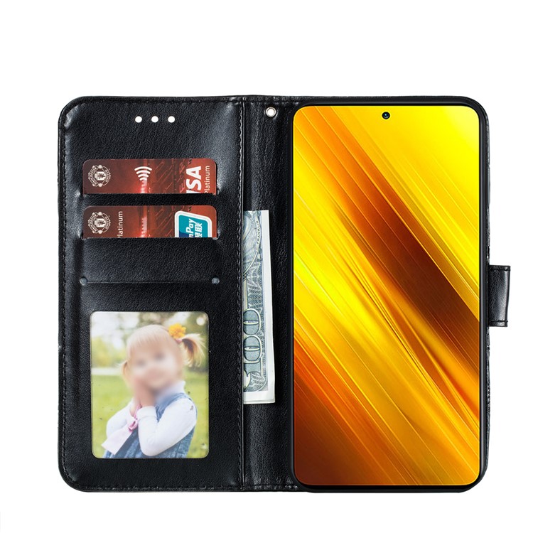 Imprint Mandala Flower Leather Protective Cover for Xiaomi Poco X3 NFC - Black-3