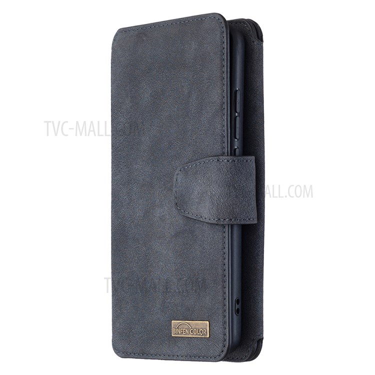 Matte Surface Leather Wallet Stand Detachable 2 in 1 Cell Phone Cover Case for Xiaomi Mi CC9 Pro - Black-7