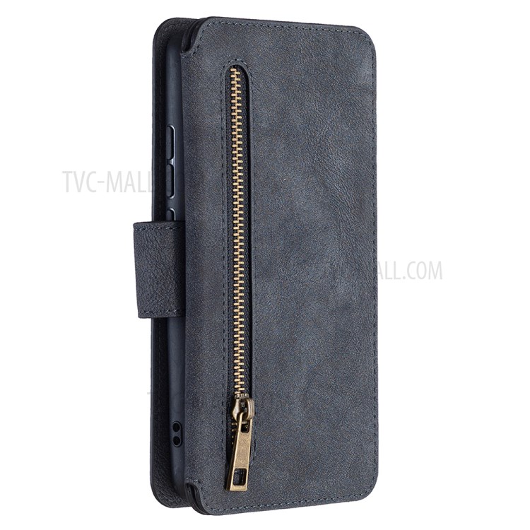 Matte Surface Leather Wallet Stand Detachable 2 in 1 Cell Phone Cover Case for Xiaomi Mi CC9 Pro - Black-8