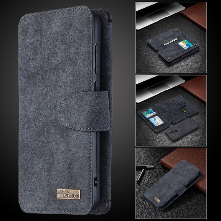 Detachable 2 in 1 Matte Leather Wallet Stand Cell Phone Cover Case for iPhone 6 Plus - Black-6