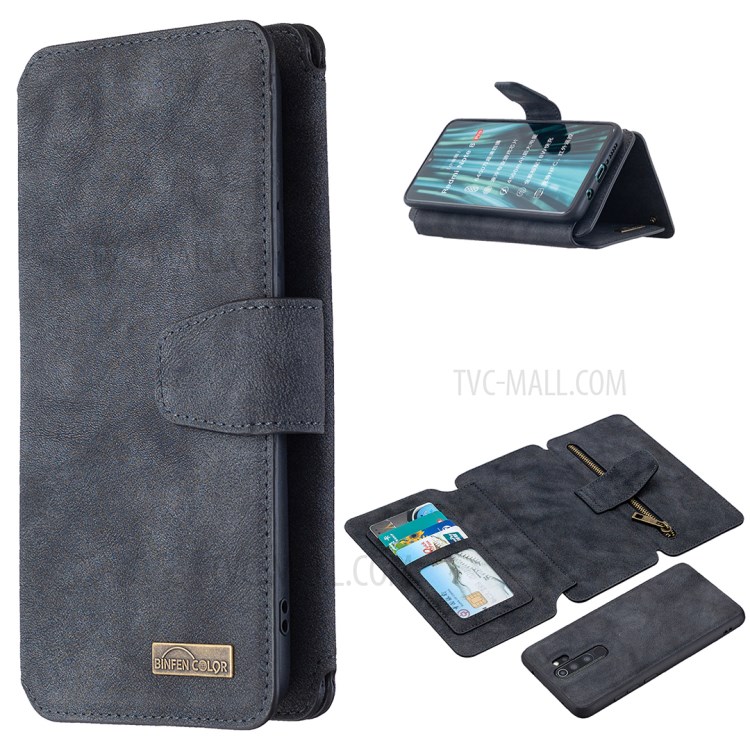 Detachable 2 in 1 Matte Magnetic Leather Phone Cover Case for Xiaomi Redmi Note 8 Pro - Black-1