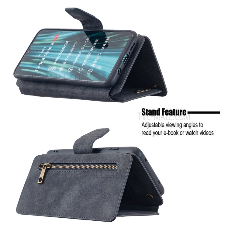Detachable 2 in 1 Matte Magnetic Leather Phone Cover Case for Xiaomi Redmi Note 8 Pro - Black-10