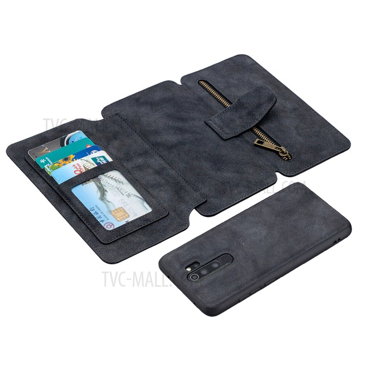 Detachable 2 in 1 Matte Magnetic Leather Phone Cover Case for Xiaomi Redmi Note 8 Pro - Black-11