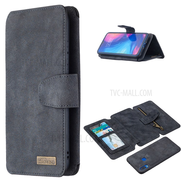 Detachable 2 in 1 Matte TPU + PU Leather Phone Cover Case for Xiaomi Redmi Note 7 - Black-1