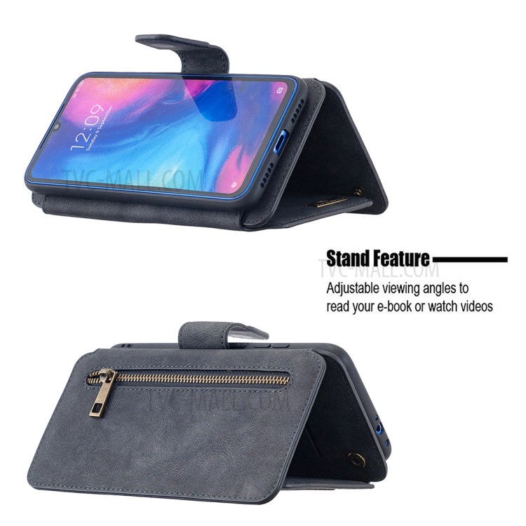 Detachable 2 in 1 Matte TPU + PU Leather Phone Cover Case for Xiaomi Redmi Note 7 - Black-10