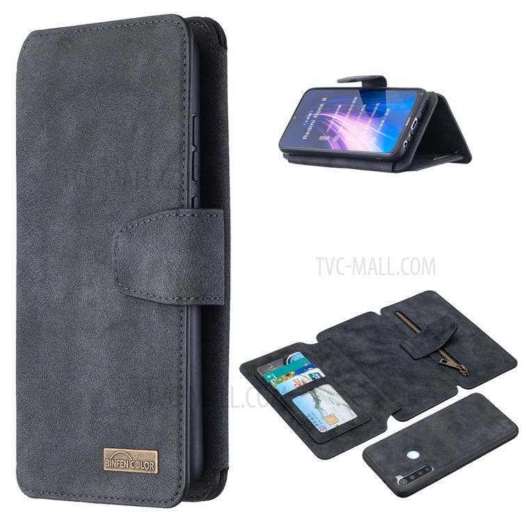 Detachable Matte TPU + PU Leather Phone Cover Case for Xiaomi Redmi Note 8 - Black-1