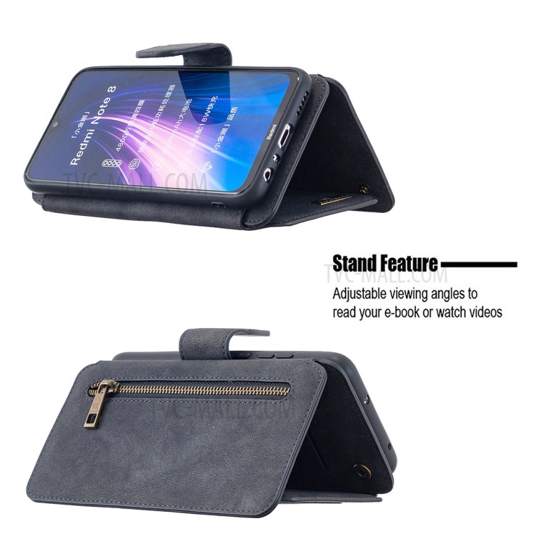 Detachable Matte TPU + PU Leather Phone Cover Case for Xiaomi Redmi Note 8 - Black-10