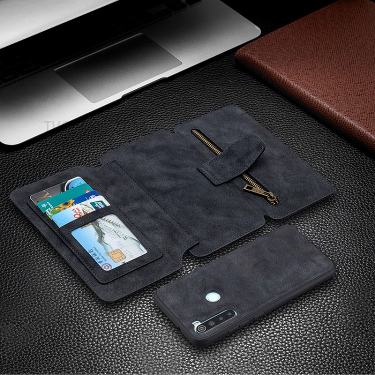 Detachable Matte TPU + PU Leather Phone Cover Case for Xiaomi Redmi Note 8 - Black-4