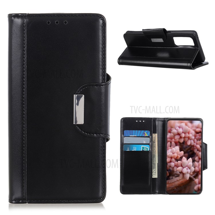 Gleaming Surface Leather Wallet and Cash Pocket for Xiaomi Mi 10T 5G/Mi 10T Pro 5G - Black-1