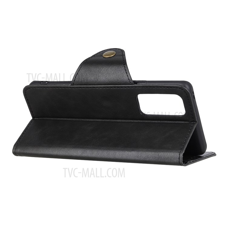 Brass Buckle Phone PU Leather Stand Cover Case for Xiaomi Mi 10T 5G/Mi 10T Pro 5G - Black-4
