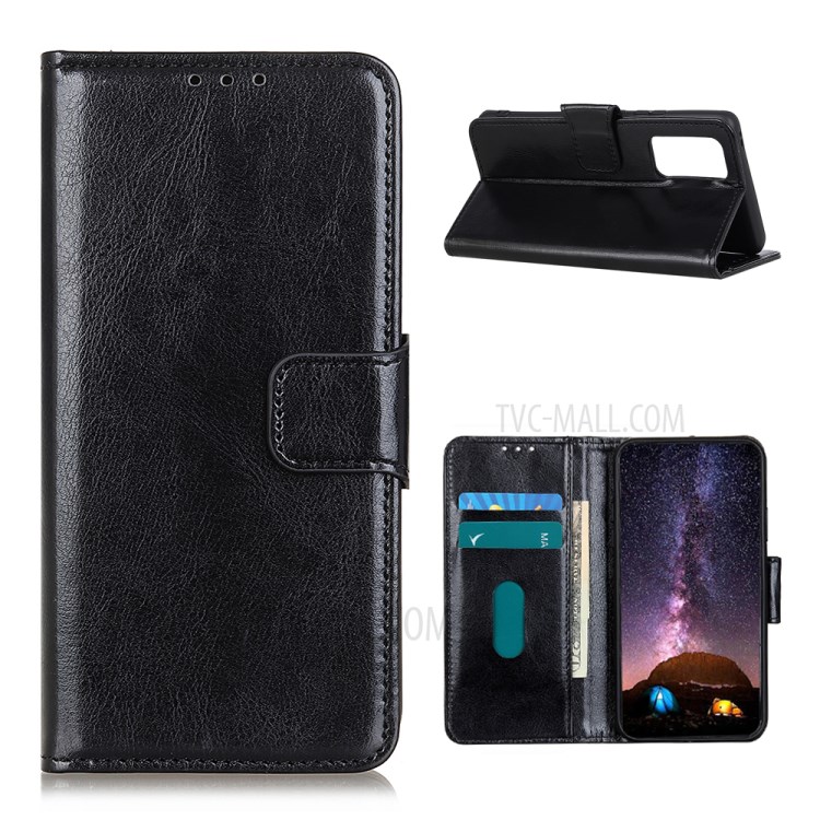 Smooth Surface Crazy Horse Texture PU Leather Phone Cover Shell for Xiaomi Mi 10T 5G/Mi 10T Pro 5G - Black-1