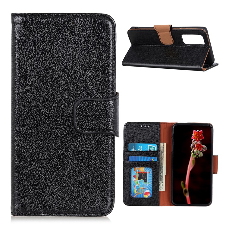 Nappa Texture Split Leather Phone Wallet Stand Cover for Xiaomi Mi 10T 5G/Mi 10T Pro 5G - Black-1