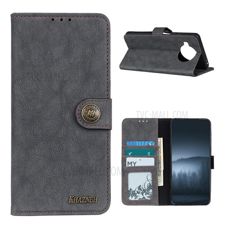 KHAZNEH Wallet Stand Retro Split Leather Case for Xiaomi Mi 10T Lite 5G - Black-1