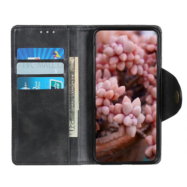 Brass Magnetic Clasp Wallet Flip Leather Phone Case for Xiaomi Mi 10T Lite 5G - Black-6
