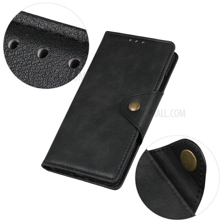 Brass Magnetic Clasp Wallet Flip Leather Phone Case for Xiaomi Mi 10T Lite 5G - Black-7