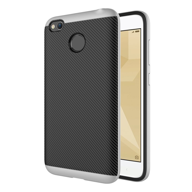 Carbon Fiber PC TPU Combo Mobile Phone Case for Xiaomi Redmi 4X - Silver-1