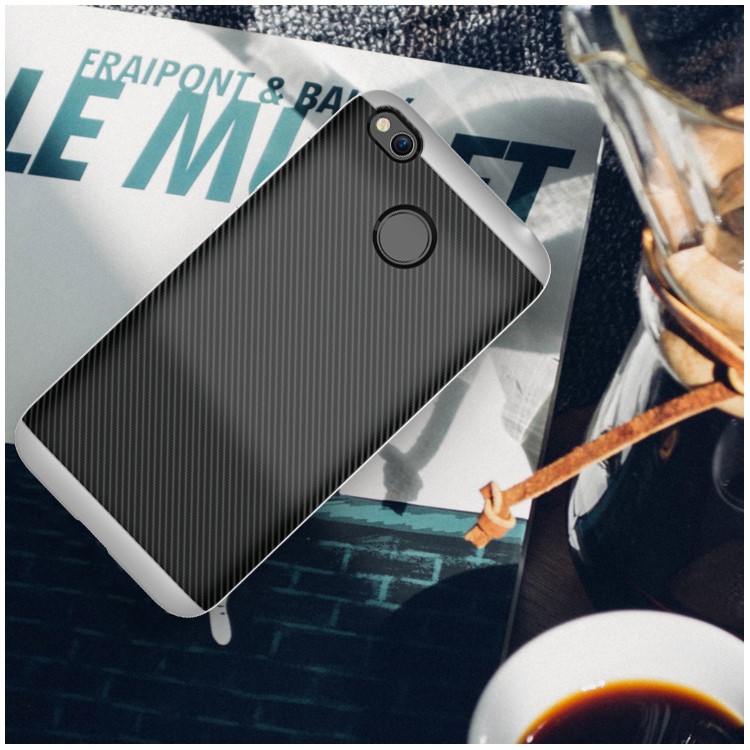 Carbon Fiber PC TPU Combo Mobile Phone Case for Xiaomi Redmi 4X - Silver-2