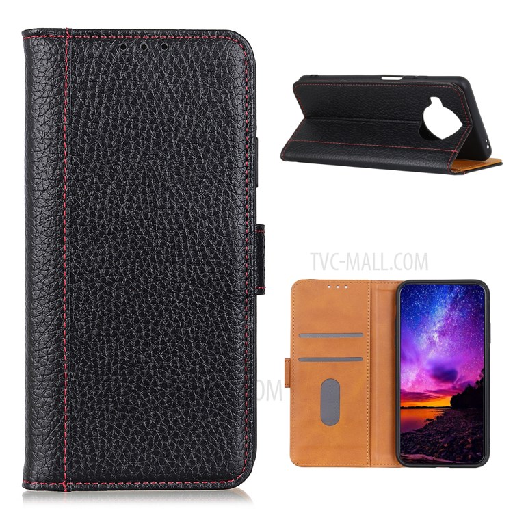 Litchi Skin Wallet Flip Leather Phone Case for Xiaomi Mi 10T Lite 5G - Black-1