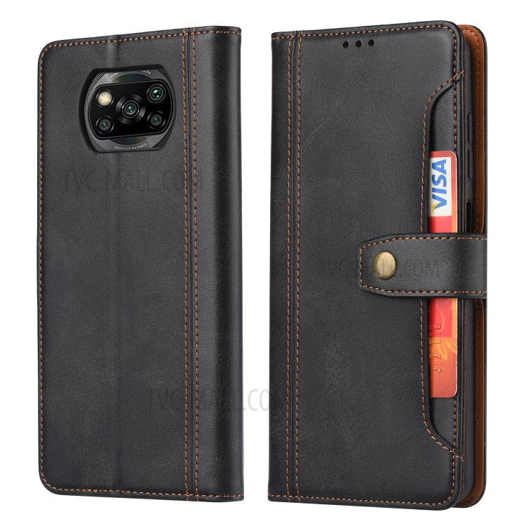 Magnetic Leather Cover Wallet Stand Phone Shell with Wallet for Xiaomi Poco X3/X3 NFC - Black-2