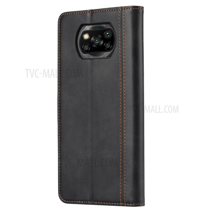 Magnetic Leather Cover Wallet Stand Phone Shell with Wallet for Xiaomi Poco X3/X3 NFC - Black-4