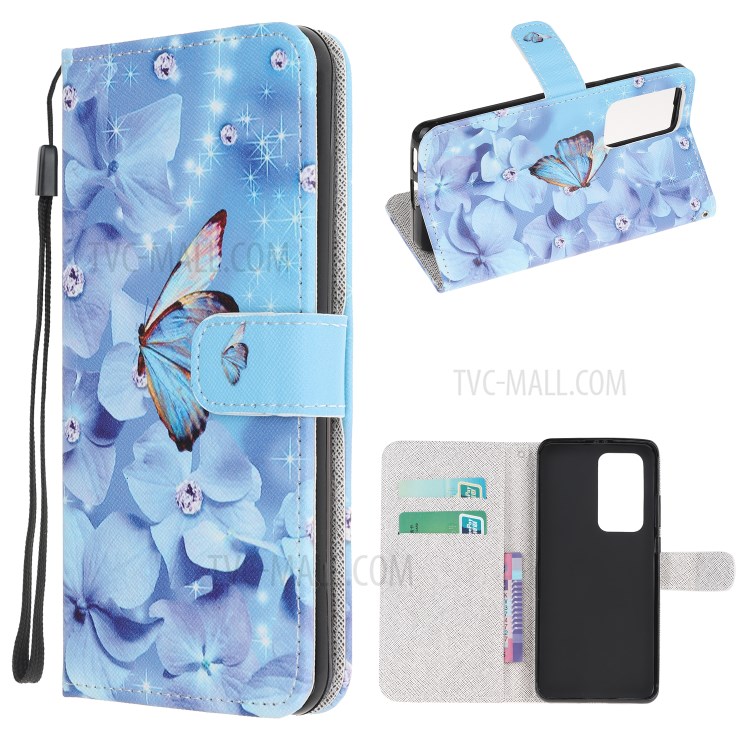 Cross Texture Pattern Printing Leather Wallet Stand Cover with Strap for Xiaomi Mi 10T 5G / Mi 10T Pro 5G - Butterfly-1